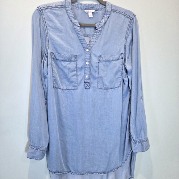 Cato Light Blue Denim Tunic Blouse Size L - Picture 2 of 4